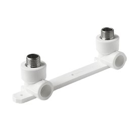 Угольник двойной Pro Aqua d=20-1/2 PP-R с креплением комбинированный НР Белый, PA280108P