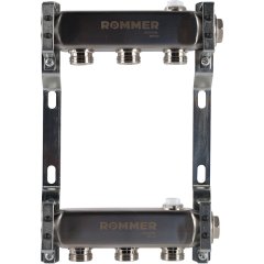 Коллектор из нержавеющей стали ROMMER для радиаторной разводки 3 выхода, RMS-4401-000003