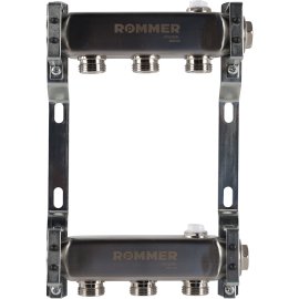 Коллектор из нержавеющей стали ROMMER для радиаторной разводки 3 выхода, RMS-4401-000003