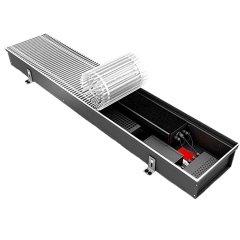Внутрипольный конвектор VARMANN Qtherm Eco 90х180х2200 (решетка анодированная в цвет алюминия) правое подключение, QECO 180.90.2200 RR U EV1