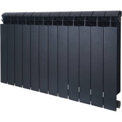 Радиатор биметаллический Global STYLE PLUS 500 12 секции боковое подключение (цвет cod.07 grigio scuro opaco mettalizzato 2748 (черный)), 155266