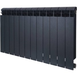 Радиатор биметаллический Global STYLE PLUS 500 12 секции боковое подключение (цвет cod.07 grigio scuro opaco mettalizzato 2748 (черный)), 155266
