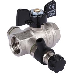 Кран шаровой BUGATTI Oregon с дренажем и воздухоотводчиком, (ручка бабочка) внут-внут резьба 1/2, 03320009