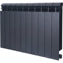Радиатор биметаллический Global STYLE PLUS 500 10 секции боковое подключение (цвет cod.07 grigio scuro opaco mettalizzato 2748 (черный)), 155265