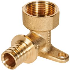 Угольник настенный с креплением ROMMER 20xG 3/4 для труб из сшитого полиэтилена аксиальный, RFA-0009-002034