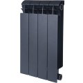 Радиатор биметаллический Global STYLE PLUS 500 4 секции боковое подключение (цвет cod.07 grigio scuro opaco mettalizzato 2748 (черный)), 155264