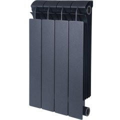 Радиатор биметаллический Global STYLE PLUS 500 4 секции боковое подключение (цвет cod.07 grigio scuro opaco mettalizzato 2748 (черный)), 155264