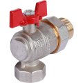 Кран шаровой ROMMER угловой с американкой 1 ВН/НР, ручка бабочка, RBV-0006-0610225