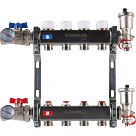 Коллектор из нержавеющей стали в сборе без расходомеров ROMMER 4 выхода, RMS-3210-000004