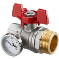 Шаровой кран OVENTROP красный маховик с термометром, 3/4 ВР x 1 НР,плоск. уплотн., 1406483
