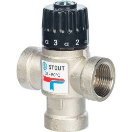 Термостатический смесительный клапан для систем отопления и ГВС STOUT 3/4 ВР 35-60°С KV 1,6, SVM-0010-166020